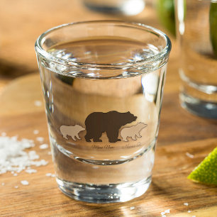 Copo De Shot Mama Urso Personalizada Com 2 Nomes de Filhos Pres