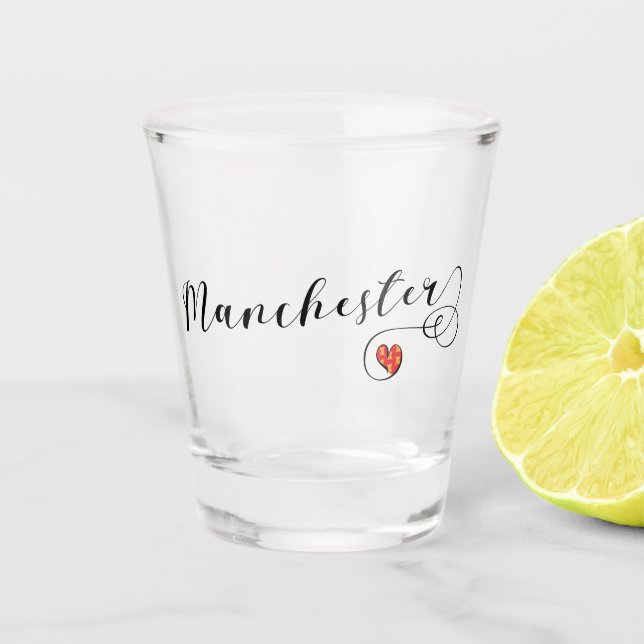 Copo De Shot Manchester Heart Flag, Inglaterra (Frente)