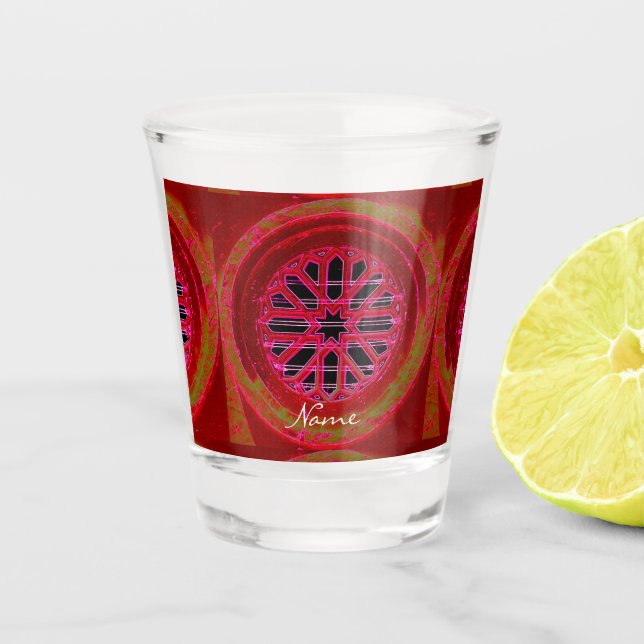 Copo De Shot Mandala da janela medieval vermelha Thunder_Cove (Frente)