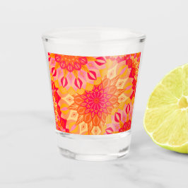Copo De Shot Mandala Sobreposto Laranja Rosa Amarelo