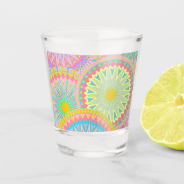 Copo De Shot Mandala Sobreposto Rosa Azul Amarelo Verde-Menta R
