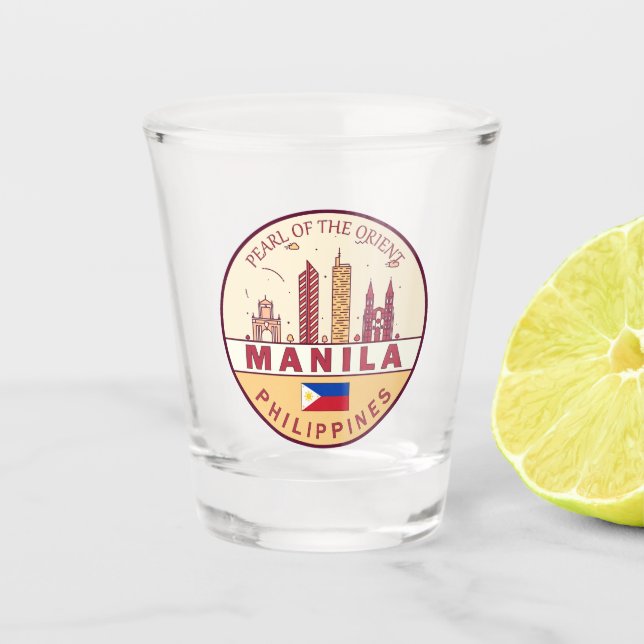 Copo De Shot Manila Filipinas City Skyline Emblem (Frente)