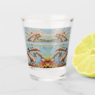 Copo De Shot Mão Pintada Por Número   Golfinhos Reproduzíveis  