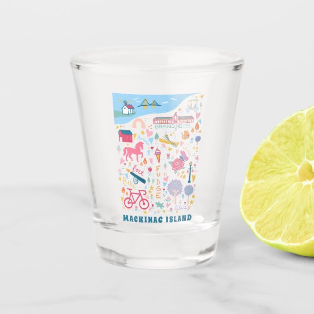 Copo De Shot Map Island Michigan Mackinac Coisas Favoritas (Frente)