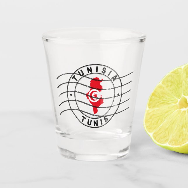 Copo De Shot Map of Tunisia, Postal Passport Stamp, Travel Stam (Frente)
