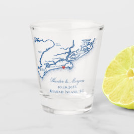 Copo De Shot Mapa da Ilha de Kiawah, Marinho legante, Favor do
