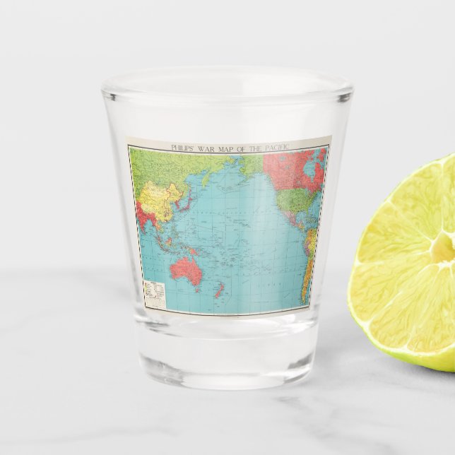 Copo De Shot Mapa de Guerra da Philips para o Pacífico, 1945 (Frente)