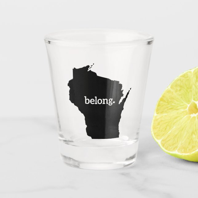 Copo De Shot Mapa do Estado de Heart Wisconsin Belong (Frente)