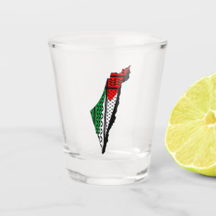 Copo De Shot Mapa Palestino que Bandeira e Padrão Keffiyeg
