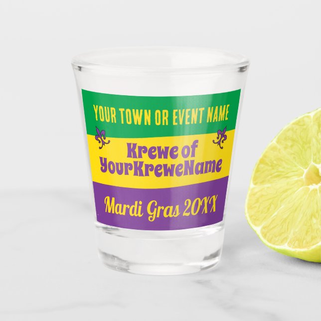 Copo De Shot Mardi Gras Parade Krewe com qualquer texto (Frente)