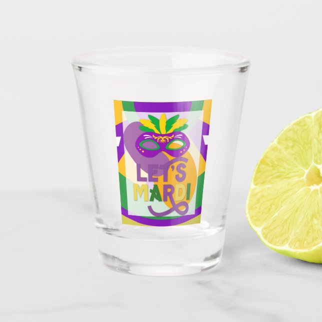 Copo De Shot Mardi Gras Purple Mask Dourada (Frente)