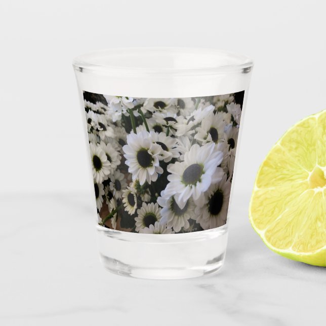 Copo De Shot Margarida Preta e Branca - (Frente)