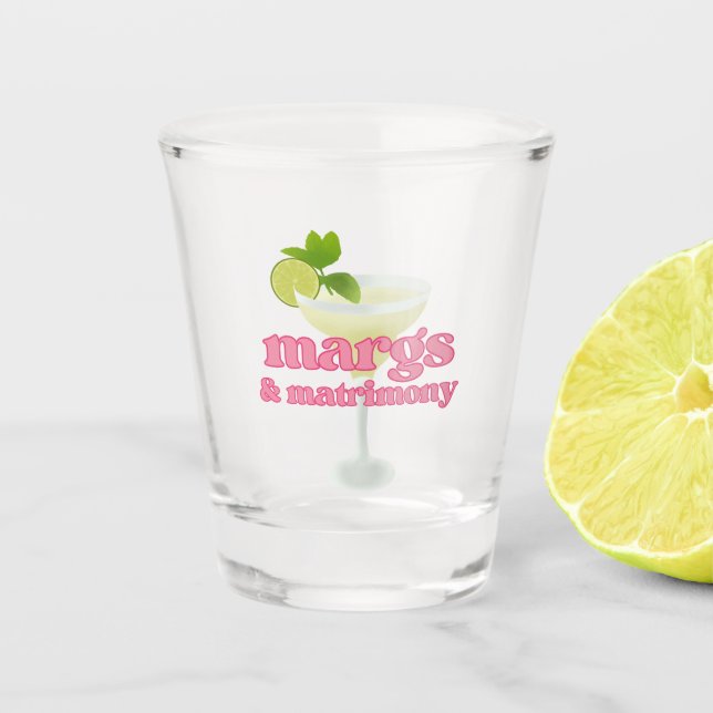 Copo De Shot Margs e Matrimony Festa de solteira Shot Glass (Frente)