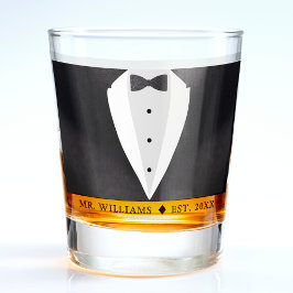 Copo De Shot Marido Noivo Sr Terno Preto e Gravata Borboleta