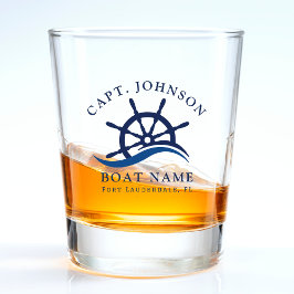 Copo De Shot Marinho de Onda Azul Náutica Capitão Navio Barco E