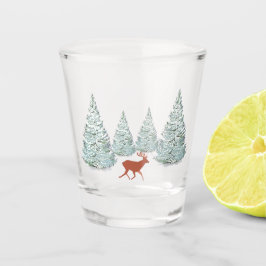 Copo De Shot Marrom Deer & Snowy Spruce Trees