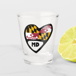 Copo De Shot Maryland, Sinalizador de Estado MD no Coração, Vid