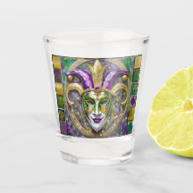 Máscara de Jester do Mardi Gras Roxa Verde Dourada