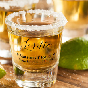 Copo De Shot Matriz de Honra Data de Casamento e Nomes Personal