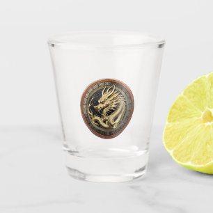 Copo De Shot Medalhão de Ouro do Dragão Oriental Sagrado