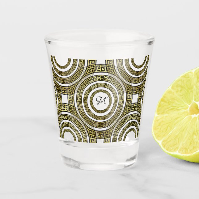 Copo De Shot Medidor-Chave Grego em Simetria Geométrica Artdeco (Frente)