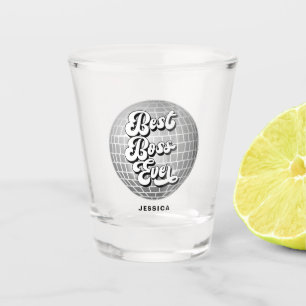 Copo De Shot Melhor Chefe Nunca Silver Disco Ball Nome pers
