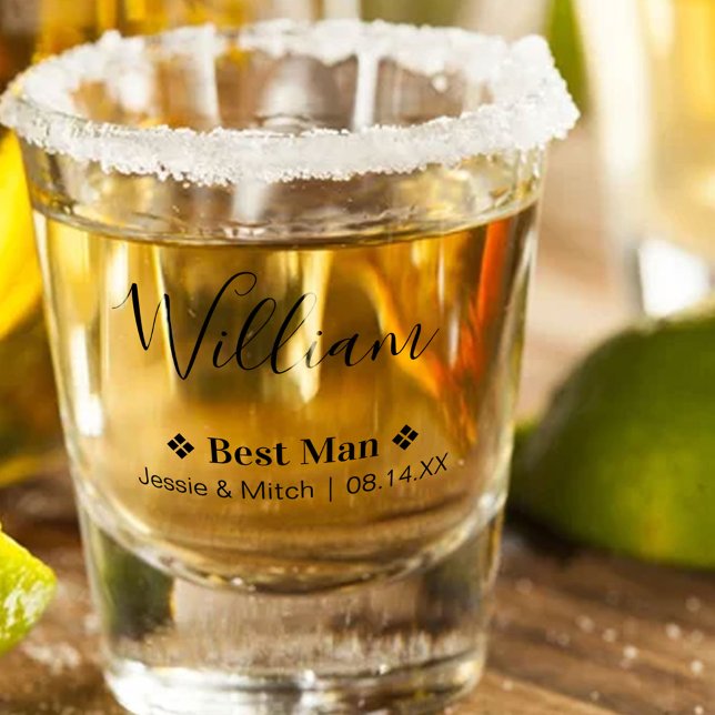 Copo De Shot Melhor data de casamento e nomes personalizados (Best Man Gift - Personalized Shot Glasses for your wedding party or bachelor party)