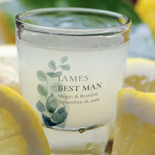 Copo De Shot Melhor Homem Eucalyptus Greenery Casamento Persona