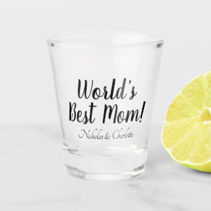 Copo De Shot Melhor mãe na moda de script personalizado preto