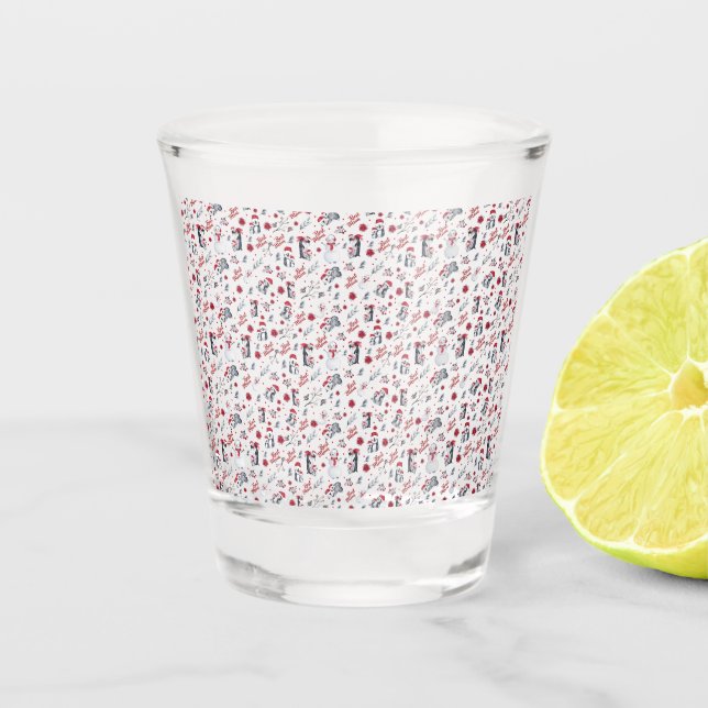 Copo De Shot Melhor Padrão de Natal da Mãe Pinguim (Frente)