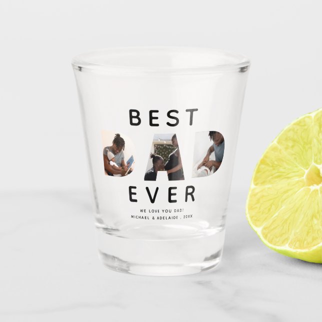 Copo De Shot Melhor Pai de Colagem de Fotografias do Dia de os  (Frente)