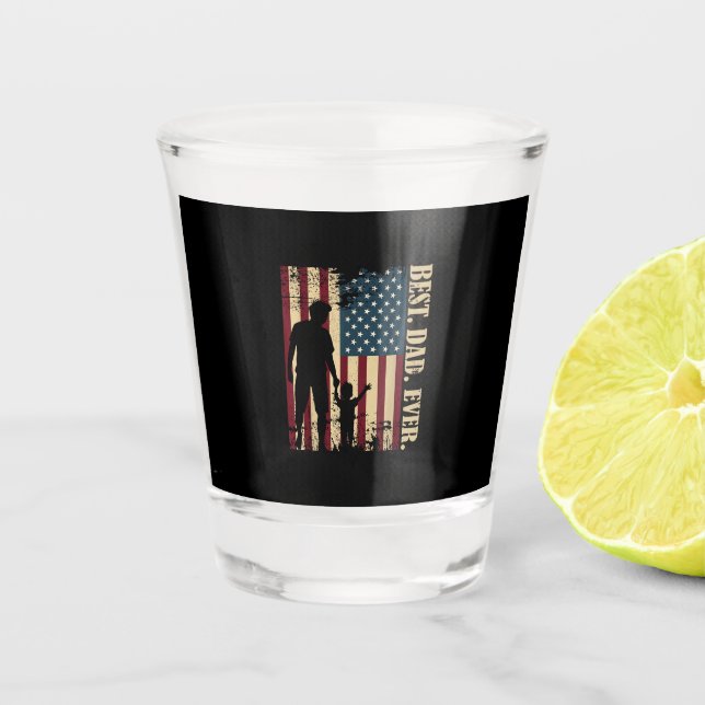 Copo De Shot Melhor Pai de Todos Com a Nossa Bandeira Americana (Frente)