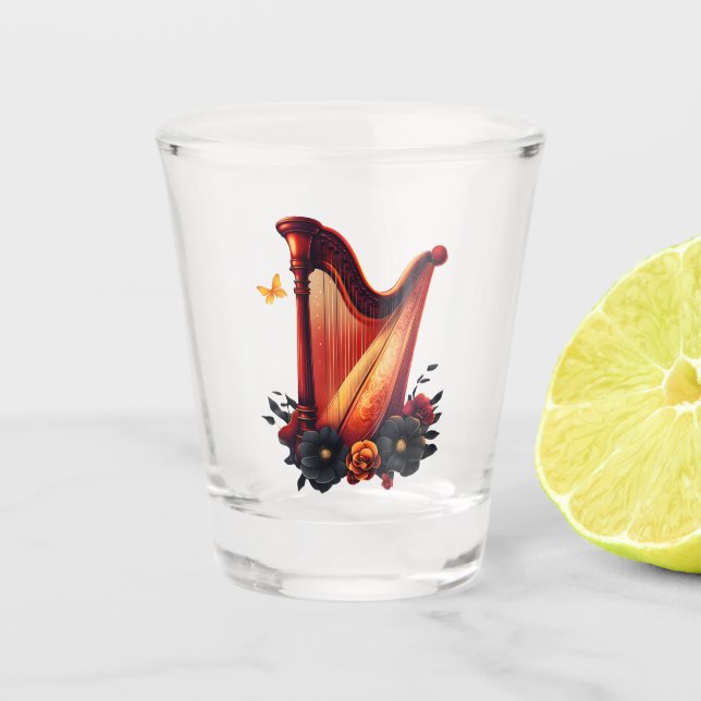 Copo De Shot Melodia cósmica, a magia da harpa. (Frente)
