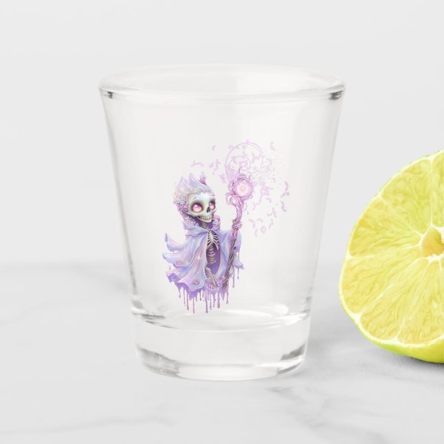 Copo De Shot Melodias mágicas do esqueleto roxo giro. (Frente)