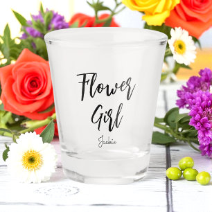 Copo De Shot Menina com Flores Casamento Preto Branco