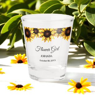 Copo de shot Menina das Flores de Girassol Casamen
