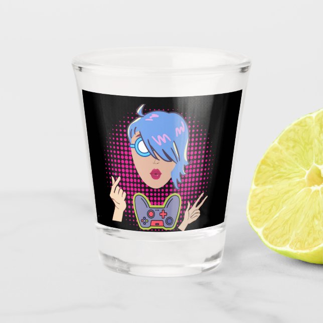 Copo De Shot menina e videos games (Frente)