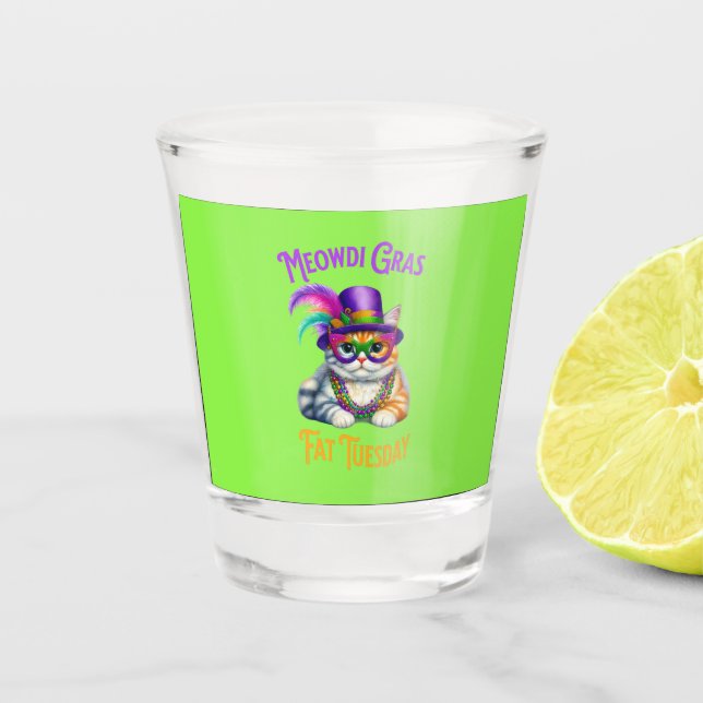 Copo De Shot Meowdi Gras Mardi Gras na terça-feira com Kitten F (Frente)