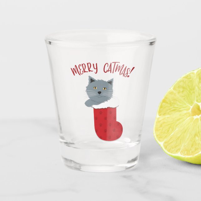 Copo De Shot Merry Catmas (Frente)