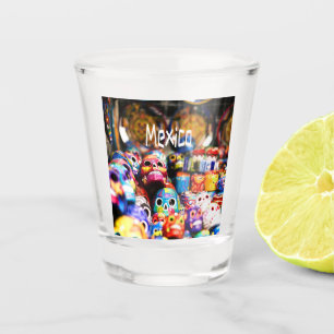 Copo De Shot México Crânios coloridos brilhantes