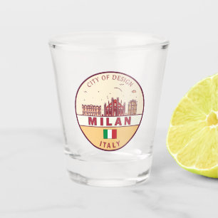 Copo De Shot Milão Itália Cidade Skyline Emblem