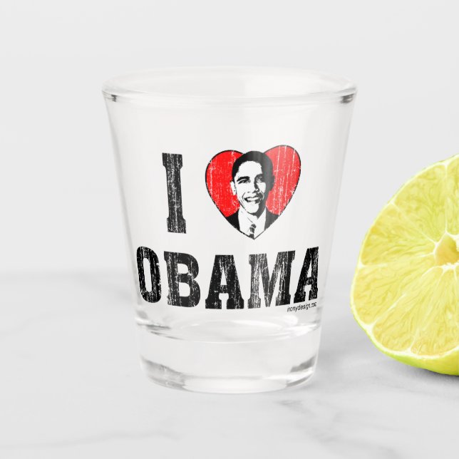 Copo De Shot Mim coração Obama (Frente)