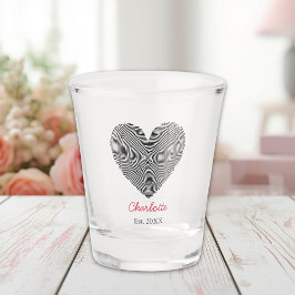 Copo De Shot Minimalist Heart Fingerprint Personalized Name 