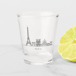Copo De Shot Minimalist Paris Skyline Line Art