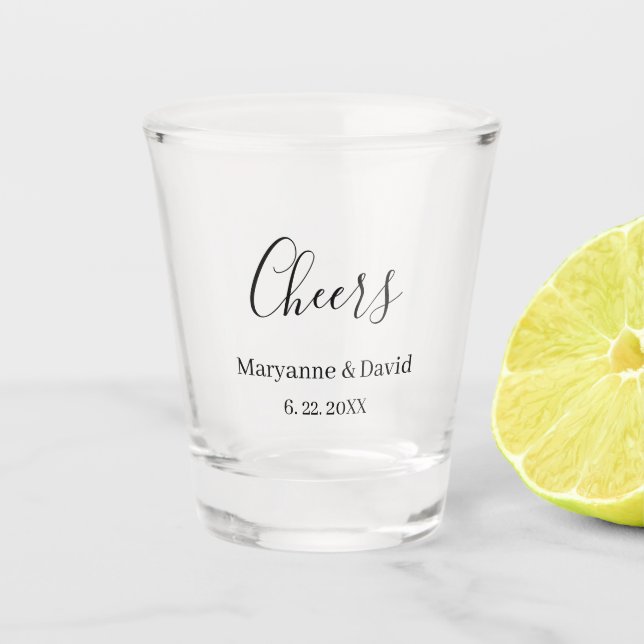 Copo De Shot Minimalist Personalized Cheers  Wedding (Frente)