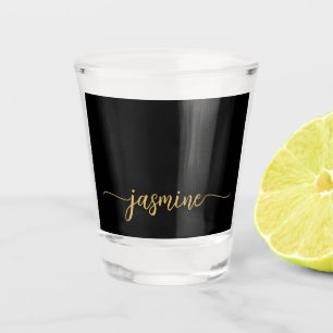 Copo De Shot Minimalista Simples Preto Monograma Feminino Scrip