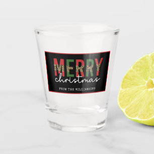 Copo De Shot Mínimo de Impressão de Leopardo de Feliz Natal Mod