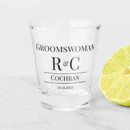 Copo De Shot Modern Monograma Casado Favor da Groomswoman Prese