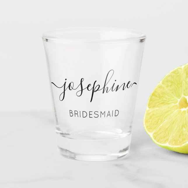 Copo De Shot Modern Script Typography Bridesmaid Personalized (Frente)