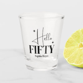 Copo De Shot Moderno Chic Olá Cinquenta Aniversário de 50 anos 